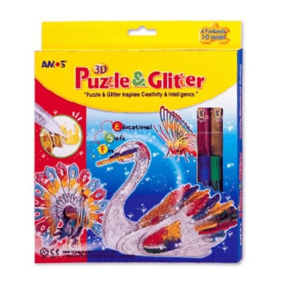 ΧΡΥΣΟΚΟΛΛΑ AMOS 3D PUZZLE & GLITTER ΞΥΛΙΝΟ (6 τμχ)