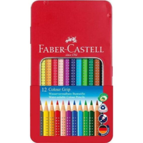 ΞΥΛΟΜΠΟΓΙΕΣ FABER-CASTELL (12 τμχ) GRIP ΜΕΤΑΛΛΙΚΗ ΚΑΣΕΤΙΝΑ (112413)
