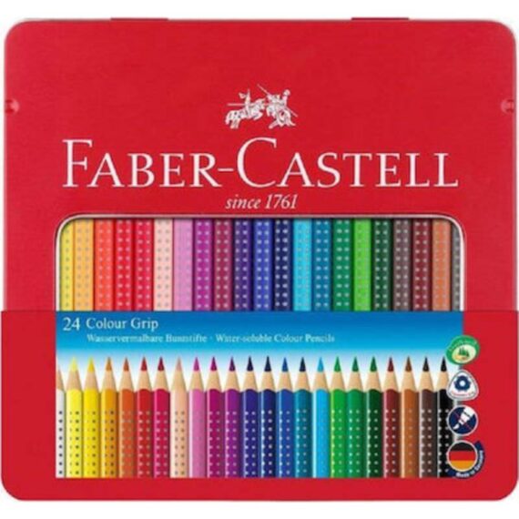 ΞΥΛΟΜΠΟΓΙΕΣ FABER-CASTELL (24 τμχ) GRIP ΜΕΤΑΛΛΙΚΗ ΚΑΣΕΤΙΝΑ (112423)