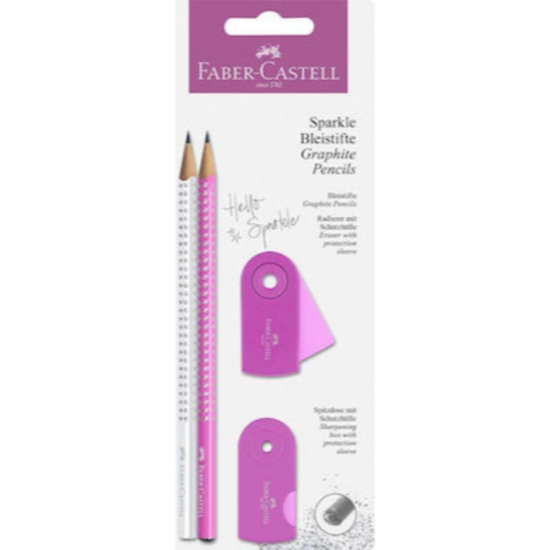 ΣΕΤ FABER-CASTELL SPARKLE (218477) ΛΕΥΚΟ/ΡΟΖ 2 ΜΟΛΥΒΙΑ-ΓΟΜΑ-ΞΥΣΤΡΑ