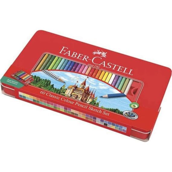 ΞΥΛΟΜΠΟΓΙΕΣ FABER-CASTELL ΚΑΣΤΡΟ (60 τμχ) ΜΕΤΑΛΛΙΚΗ ΚΑΣΕΤΙΝΑ (115894)