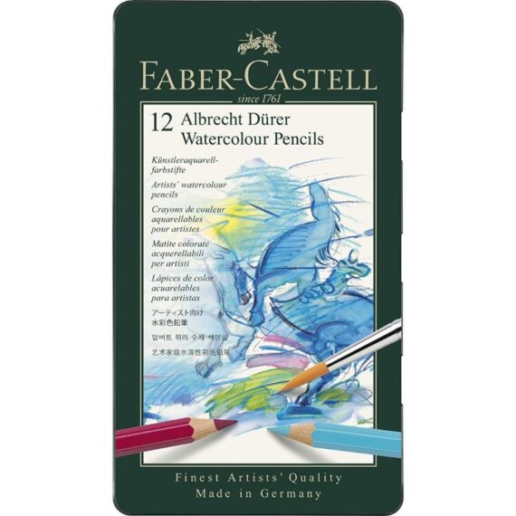 ΞΥΛΟΜΠΟΓΙΕΣ FABER-CASTELL (12 τμχ) ΑΚΟΥΑΡΕΛΑΣ DUERER ΜΕΤΑΛΛΙΚΗ ΚΑΣΕΤΙΝΑ (117512)
