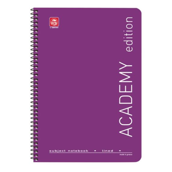 ΤΕΤΡΑΔΙΟ ΣΠΙΡΑΛ ACADEMY 17Χ25 3 ΘΕΜ. ΜΩΒ