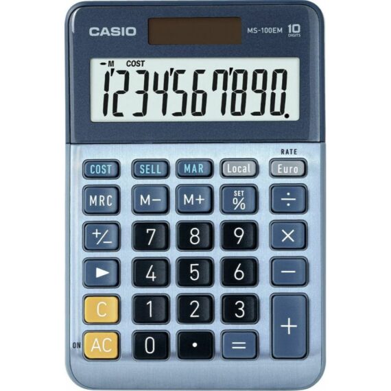 ΑΡΙΘΜΟΜΗΧΑΝΗ CASIO MS-100EM 10 ΨΗΦΙΑ 14.9X10.1X2.8cm (ΗΛΙΟΥ/ΜΠΑΤΑΡΙΑΣ)