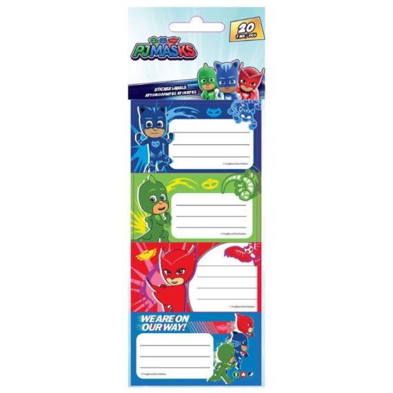 ΕΤΙΚΕΤΕΣ ΣΧΟΛΙΚΕΣ PJ MASKS (20 τμχ) (484270)