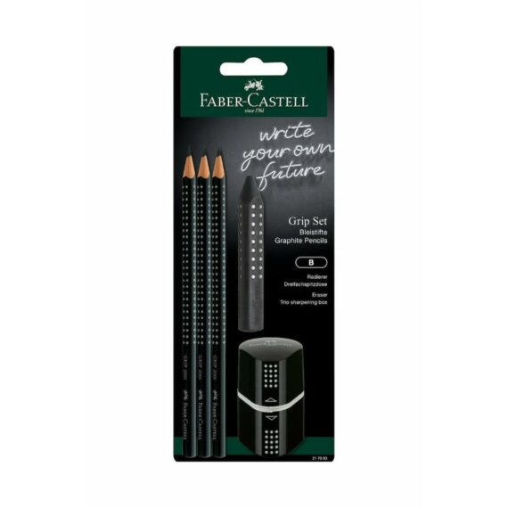 ΣΕΤ FABER-CASTELL GRIP (217093) ΜΑΥΡΟ 3 ΜΟΛΥΒΙΑ ΓΟΜA & ΞΥΣΤΡΑ