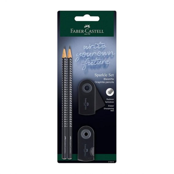 ΣΕΤ FABER-CASTELL SPARKLE (218472) BLACK 2 ΜΟΛΥΒΙΑ-ΓΟΜΑ-ΞΥΣΤΡΑ