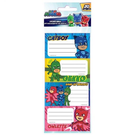 ΕΤΙΚΕΤΕΣ ΣΧΟΛΙΚΕΣ PJ MASKS (20 τμχ) (484299)