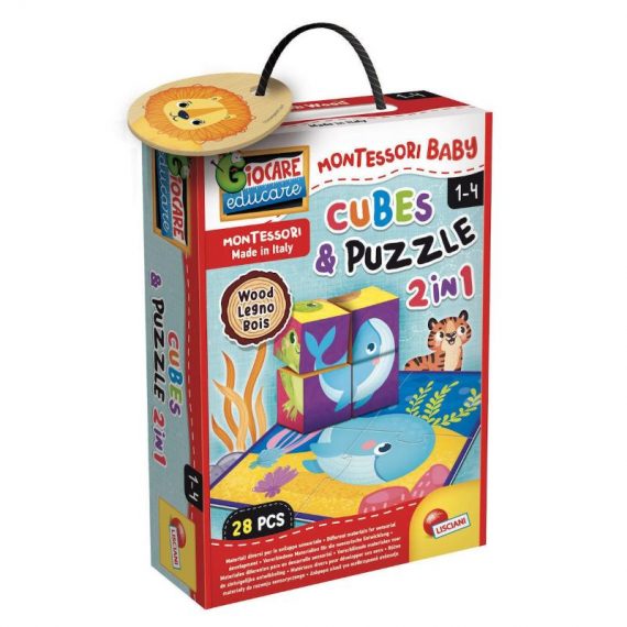 LISCIANI ΕΚΠΑΙΔΕΥΤΙΚΟ ΠΑΙΧΝΙΔΙ WOOD CUBES AND PUZZLE 2 IN 1 1-4y (98347)