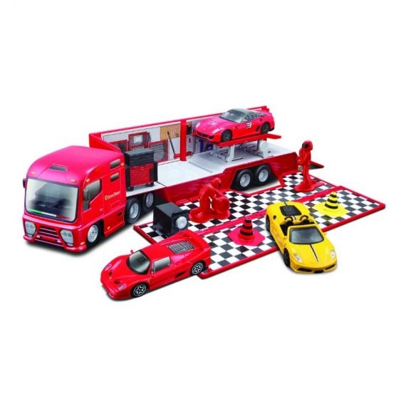 BBURAGO 1:43 – FERRARI RACING HAULER (WITH 1 CAR)