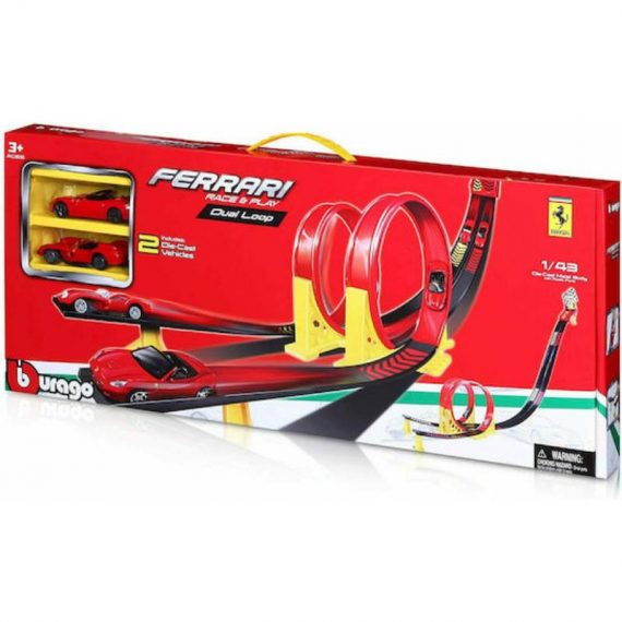 BBURAGO 1:43 – FERRARI DUAL LOOP SET (WITH 2 CARS)